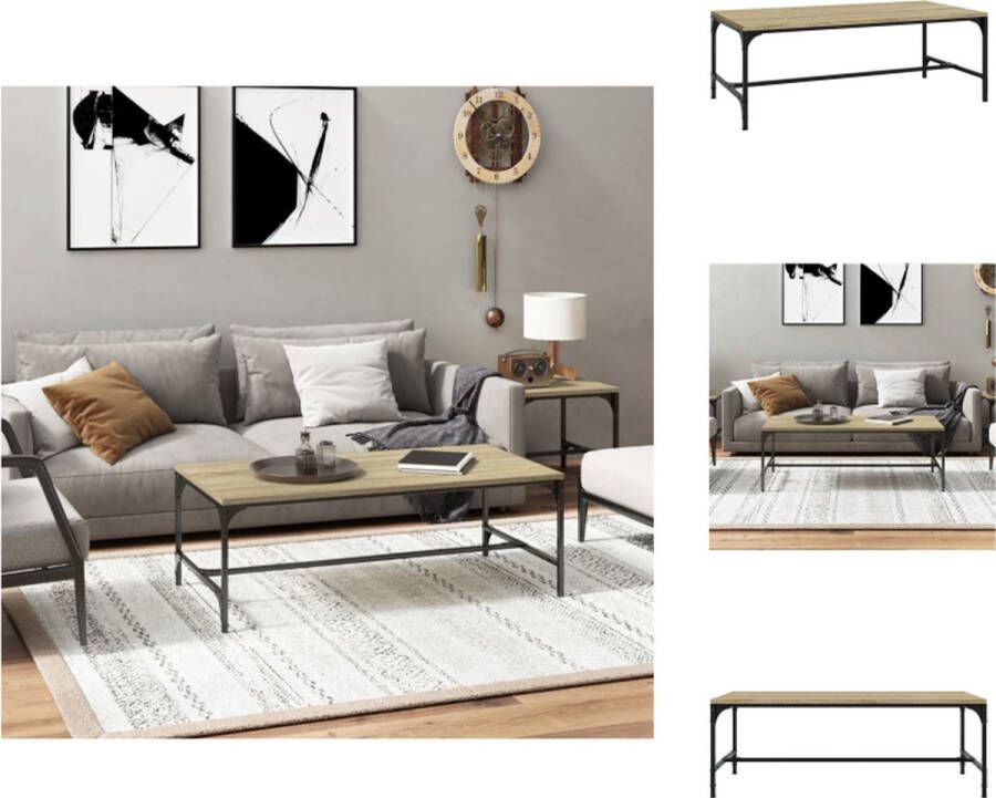 VidaXL Salontafel Salontafels Tafel Bijzettafel Salontafel 100x50x35 cm bewerkt hout sonoma eikenkleurig - Foto 2