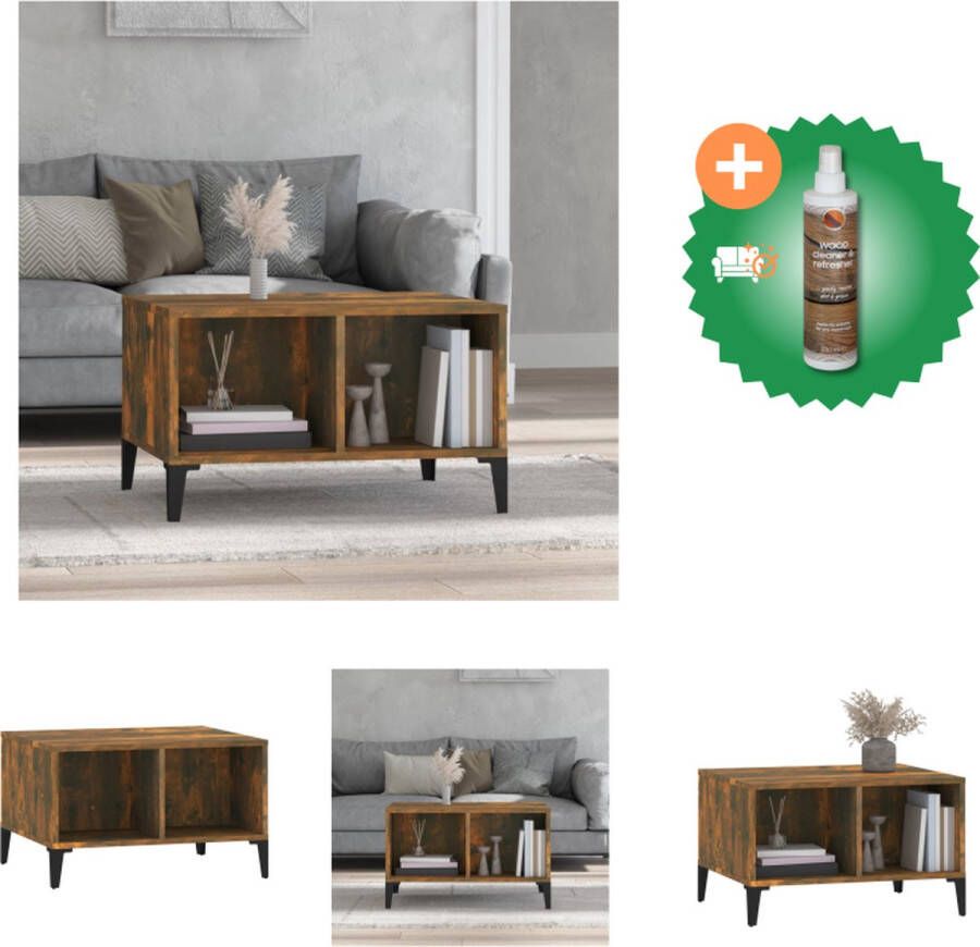 VidaXL Salontafel Scandinavisch Bewerkt Hout 60 x 50 x 36.5 cm Gerookt Eiken Tafel Inclusief Houtreiniger en verfrisser - Foto 2