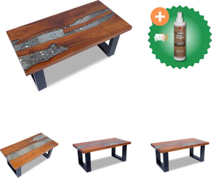 VidaXL Salontafel Mango Massief Teakhout 100x50x40 cm Uniek design Tafel Inclusief Houtreiniger en verfrisser