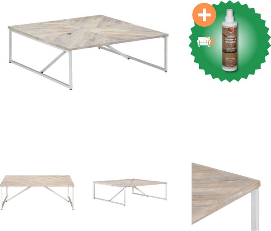 VidaXL Salontafel Mangohout 110 x 110 x 36 cm Uniek karakter Tafel Inclusief Houtreiniger en verfrisser
