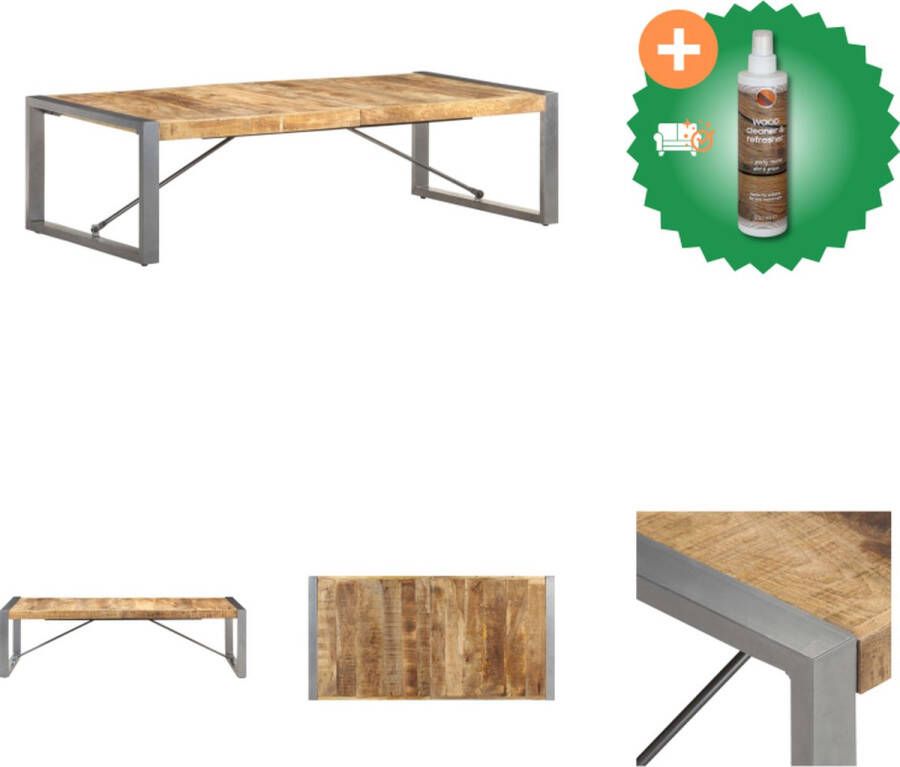 VidaXL Salontafel Mangohout 140x70x40 cm Industriële Stijl Tafel Inclusief Houtreiniger en verfrisser