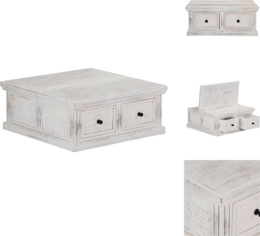 VidaXL Salontafel Mangohout 70 x 70 x 30 cm Met 2 lades Tafel