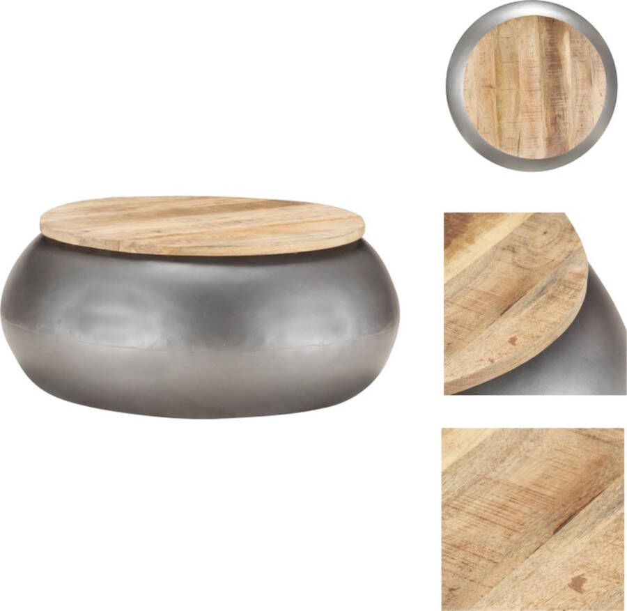 VidaXL Salontafel Salontafels Tafel Tafels Salontafel 68x68x30 cm massief mangohout grijs - Foto 2