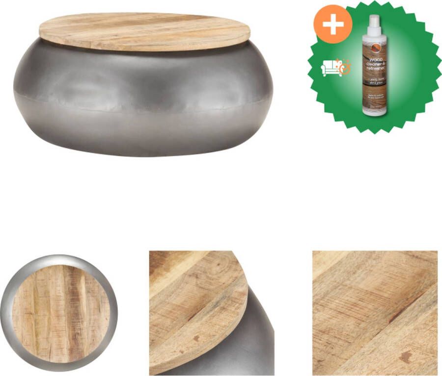 VidaXL Salontafel Mangohout IJzer 68 x 68 x 30 cm Uniek design Tafel Inclusief Houtreiniger en verfrisser