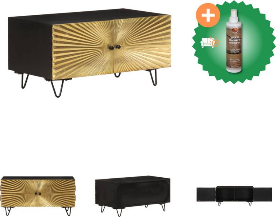 VidaXL Salontafel Mangohout Industrieel design 90 x 50 x 45 cm Met opbergvak Montage vereist Tafel Inclusief Houtreiniger en verfrisser
