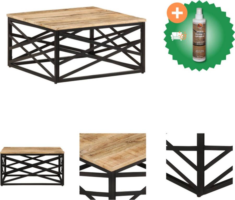 VidaXL Salontafel Mangohout Staal 68 x 68 x 35 cm Industrieel Tafel Inclusief Houtreiniger en verfrisser