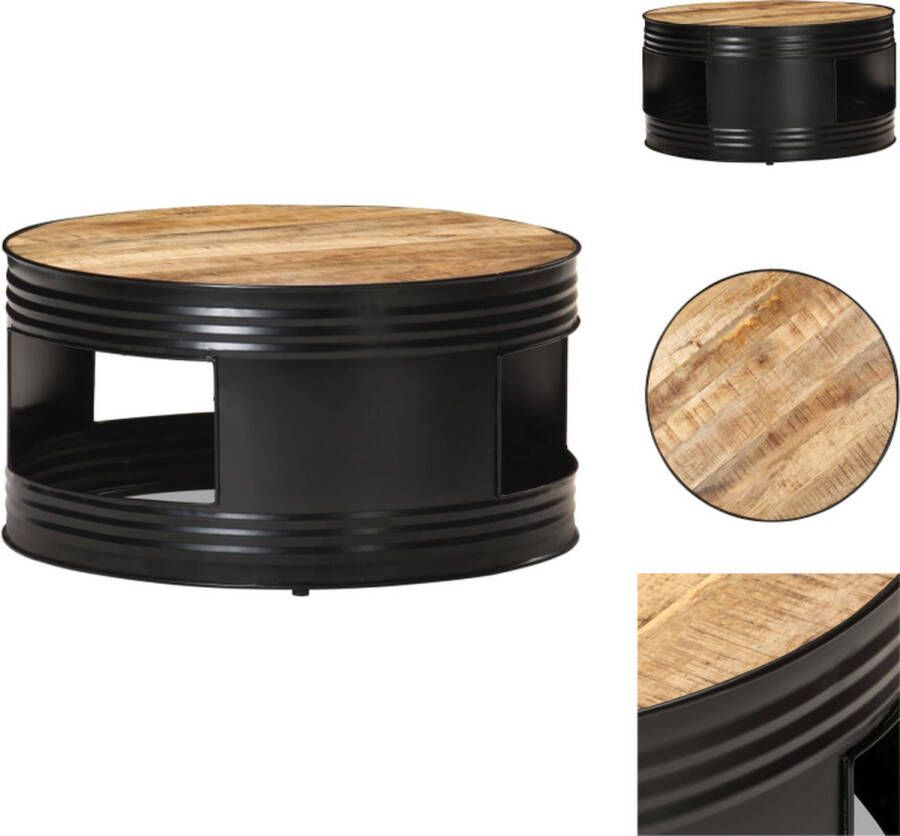VidaXL Salontafel Salontafels Koffie Tafel Koffie Tafels Salontafel 68x68x36 cm massief ruw mangohout zwart - Foto 2
