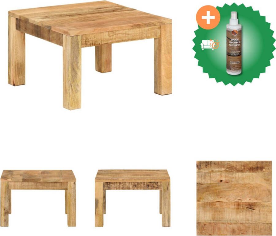 VidaXL Salontafel Mangohouten vierkante bijzettafel 55 x 55 x 35 cm Landelijke stijl Tafel Inclusief Houtreiniger en verfrisser