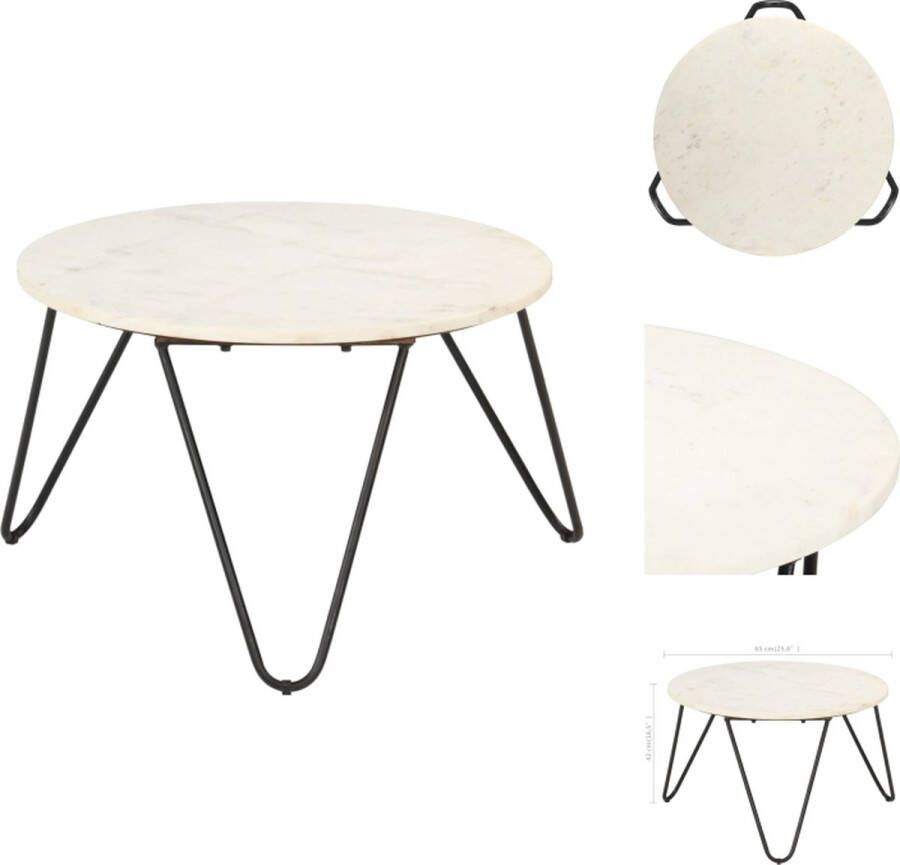 VidaXL Salontafel Marmermet textuur 65x65x42 cm Wit Tafel