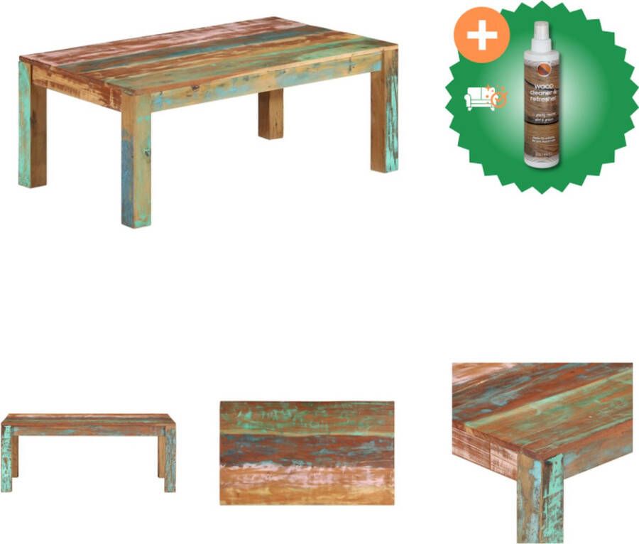 VidaXL Salontafel Massief Gerecycled Hout 100 x 60 x 40 cm Uniek Design Tafel Inclusief Houtreiniger en verfrisser