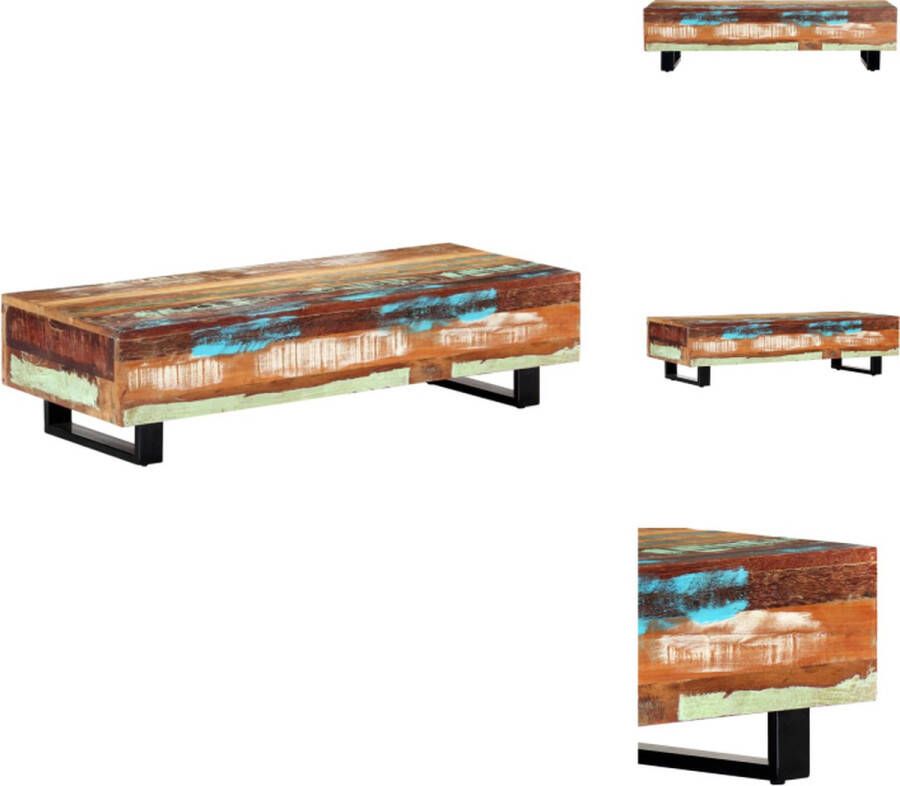 VidaXL Salontafel Salontafels Koffie Tafel Koffie Tafels Salontafel 120x50x30 cm massief gerecycled hout en staal - Foto 2