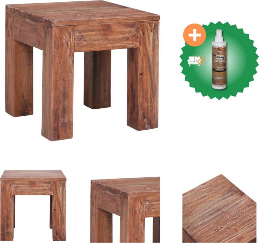 VidaXL Salontafel Massief Gerecycled Hout 30x30x30 cm Handgemaakt Tafel Inclusief Houtreiniger en verfrisser