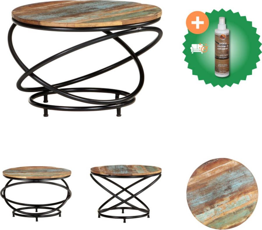 VidaXL Salontafel Massief Gerecycled Hout 60 x 40 cm Multikleur Tafel Inclusief Houtreiniger en verfrisser