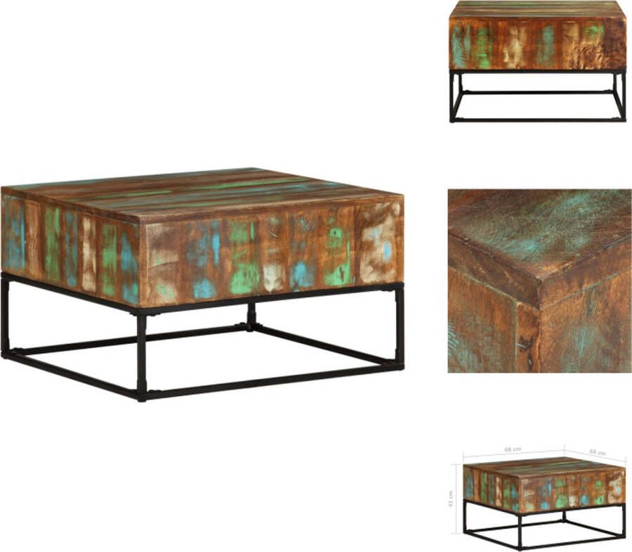 VidaXL Salontafel Massief gerecycled hout 68x68x41 cm Handgemaakt Milieuvriendelijk Tafel - Foto 2