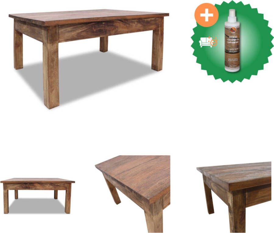 VidaXL Salontafel Massief Gerecycled Hout 98 x 73 x 45 cm Rustieke Charme Tafel Inclusief Houtreiniger en verfrisser