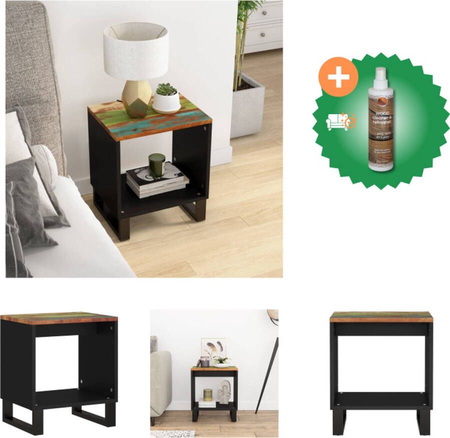 VidaXL Salontafel Massief gerecycled hout Bijzettafel met veel opbergruimte Metaal 40 x 31 x 46 cm Tafel Inclusief Houtreiniger en verfrisser
