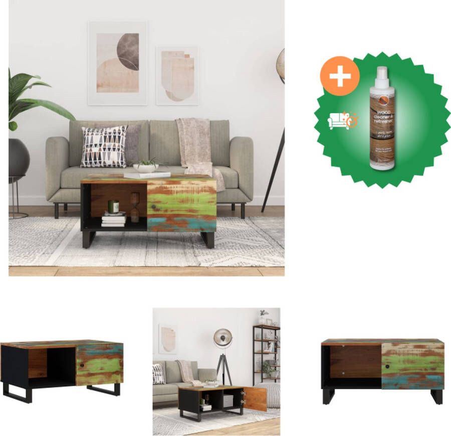 VidaXL Salontafel 80x50x40 cm massief gerecycled hout en bewerkt hout Tafel Inclusief Houtreiniger en verfrisser