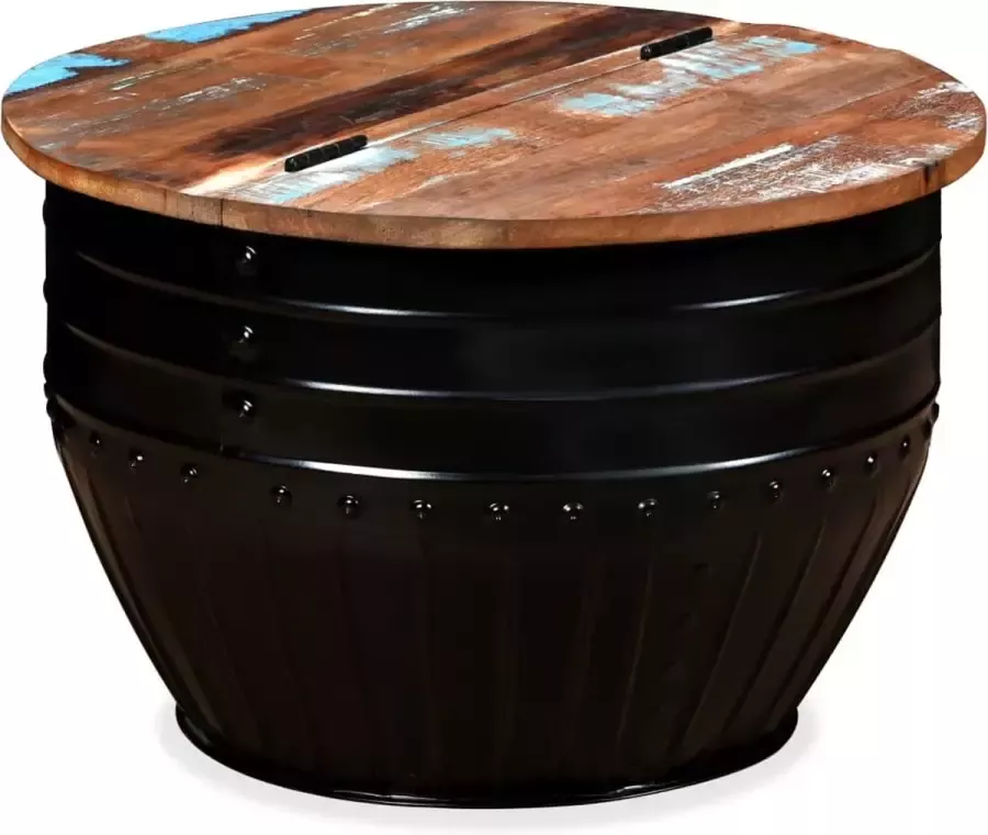 VidaXL Salontafel massief gerecycled hout zwarte tonvorm
