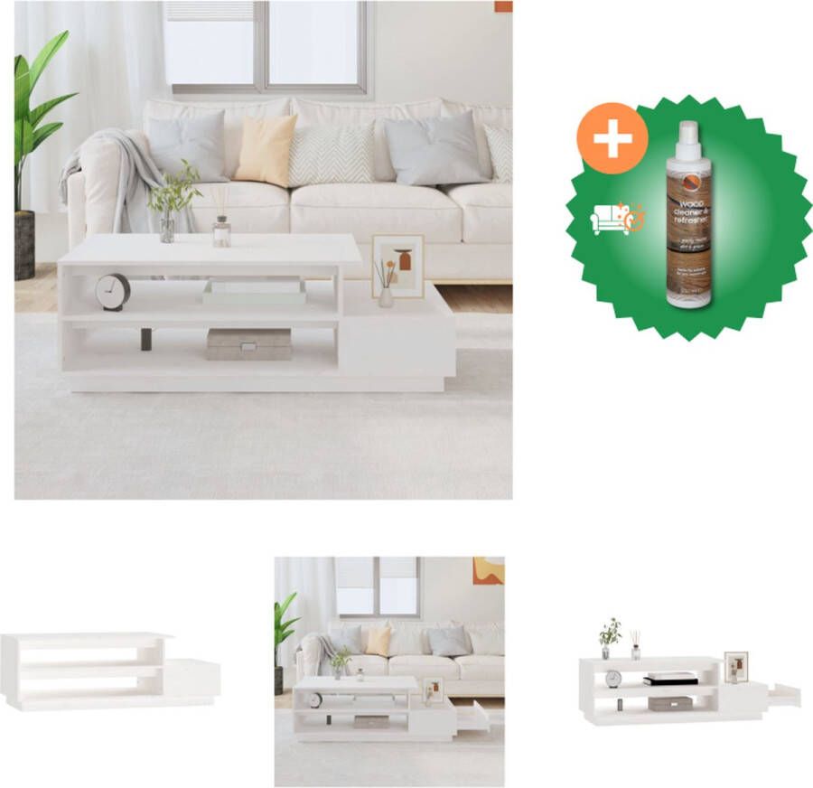 VidaXL Salontafel Massief Grenenhout 120x50x40.5 cm Elegantie Opbergruimte Stevig blad Tafel Inclusief Houtreiniger en verfrisser