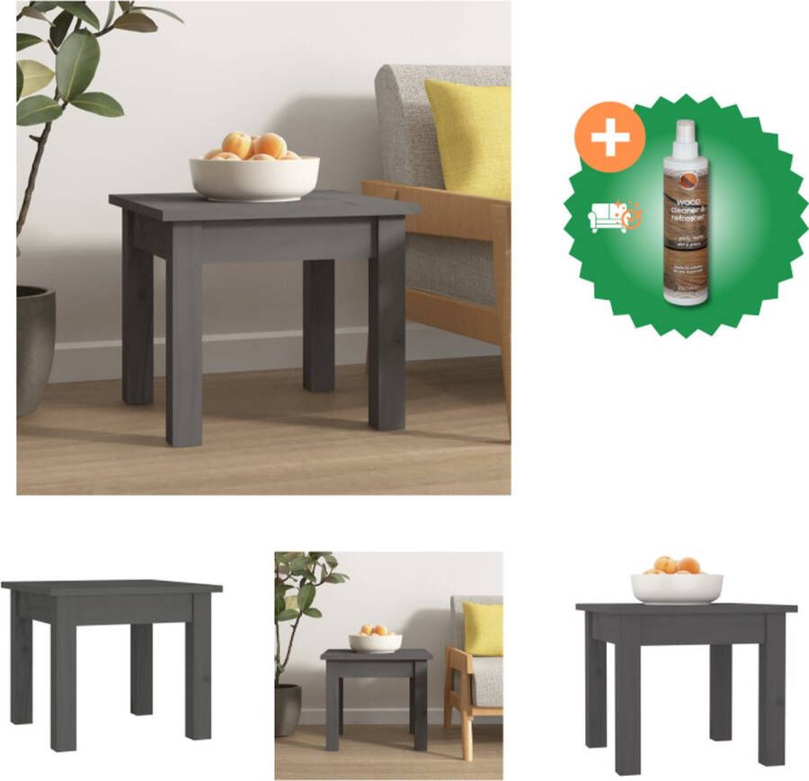 VidaXL Salontafel Massief grenenhout 35 x 35 x 30 cm Grijs Tafel Inclusief Houtreiniger en verfrisser