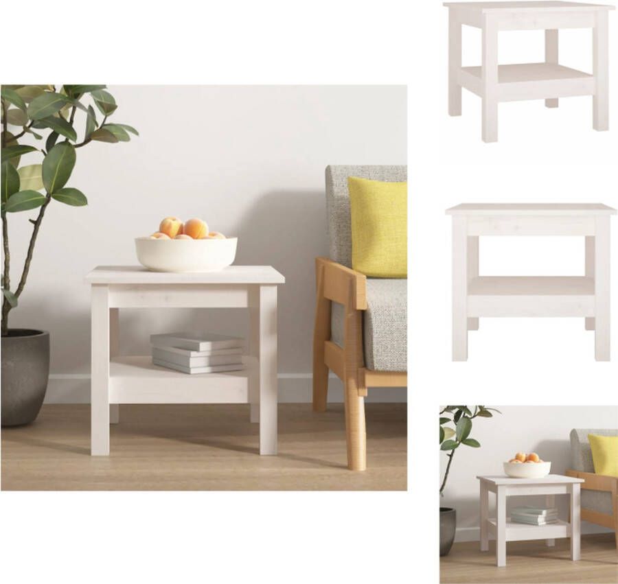 VidaXL Salontafel Salontafels Tafel Bijzettafel Salontafel 45x45x40 cm massief grenenhout wit