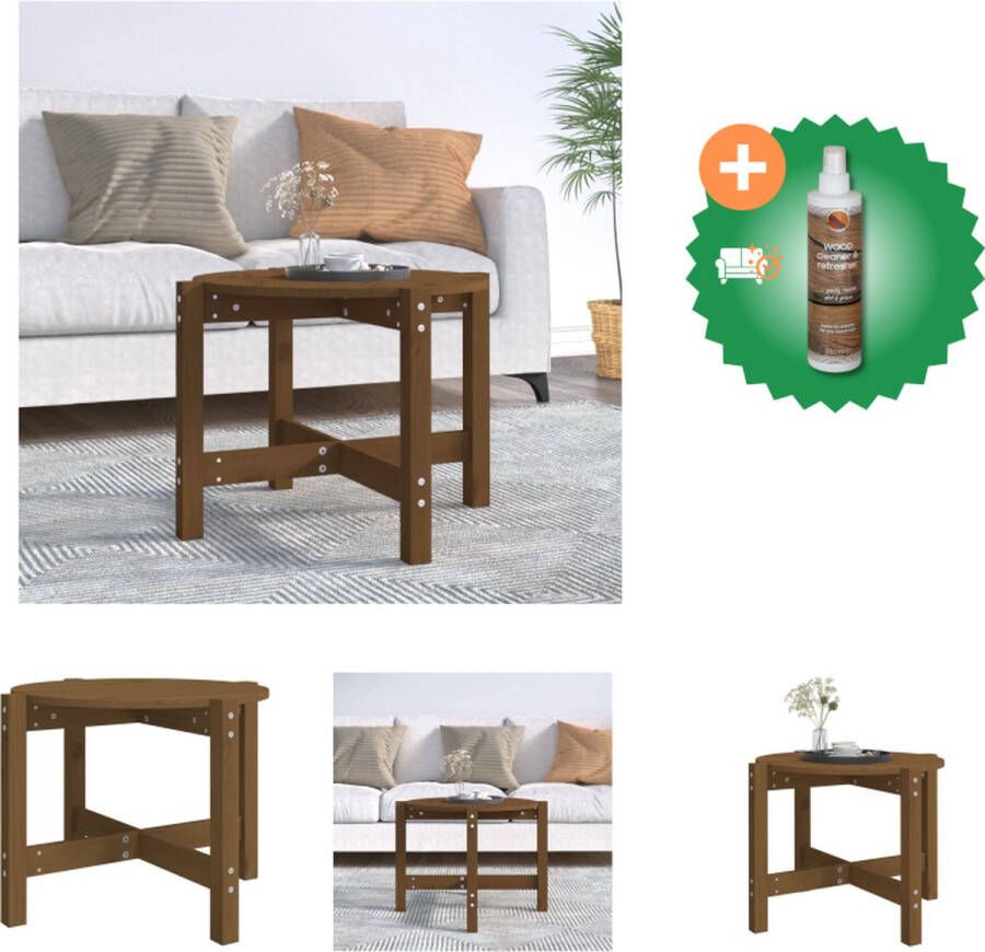 VidaXL Salontafel Ø 62-5x45 cm massief grenenhout honingbruin Tafel Inclusief Houtreiniger en verfrisser