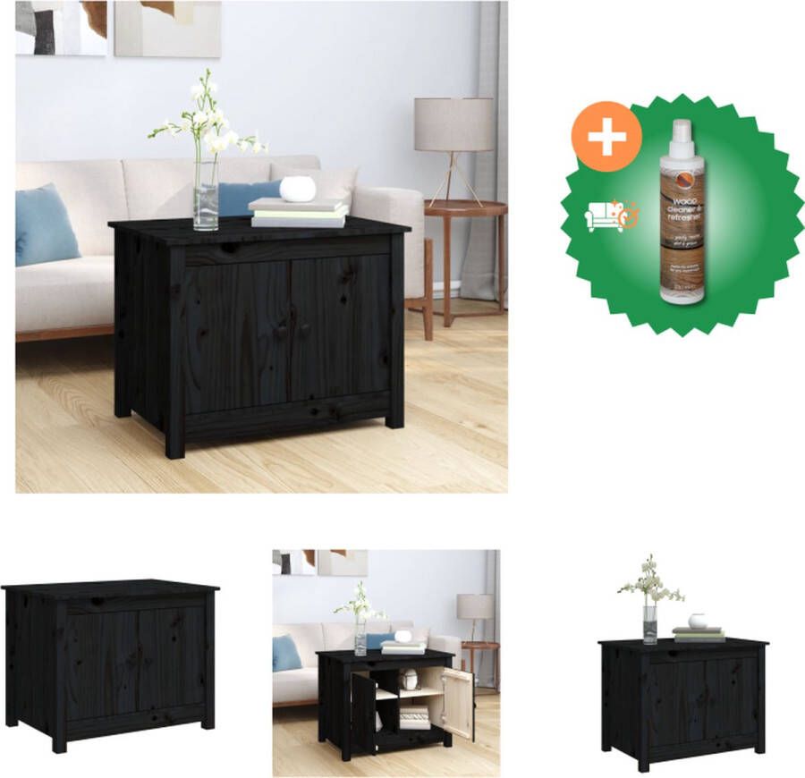 VidaXL Salontafel Massief Grenenhout 71 x 49 x 55 cm Zwart Tafel Inclusief Houtreiniger en verfrisser