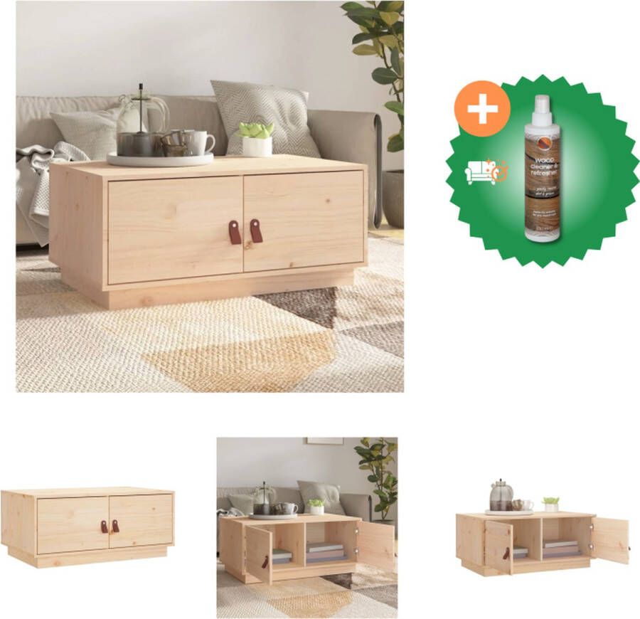 VidaXL Salontafel Houten 80 x 50 x 35 cm Massief Grenenhout Tafel Inclusief Houtreiniger en verfrisser