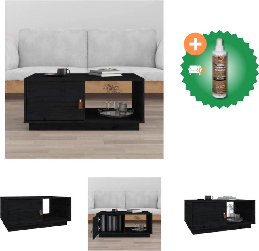 VidaXL Salontafel Massief Grenenhout 80 x 50 x 35.5 cm Zwart Tafel Inclusief Houtreiniger en verfrisser