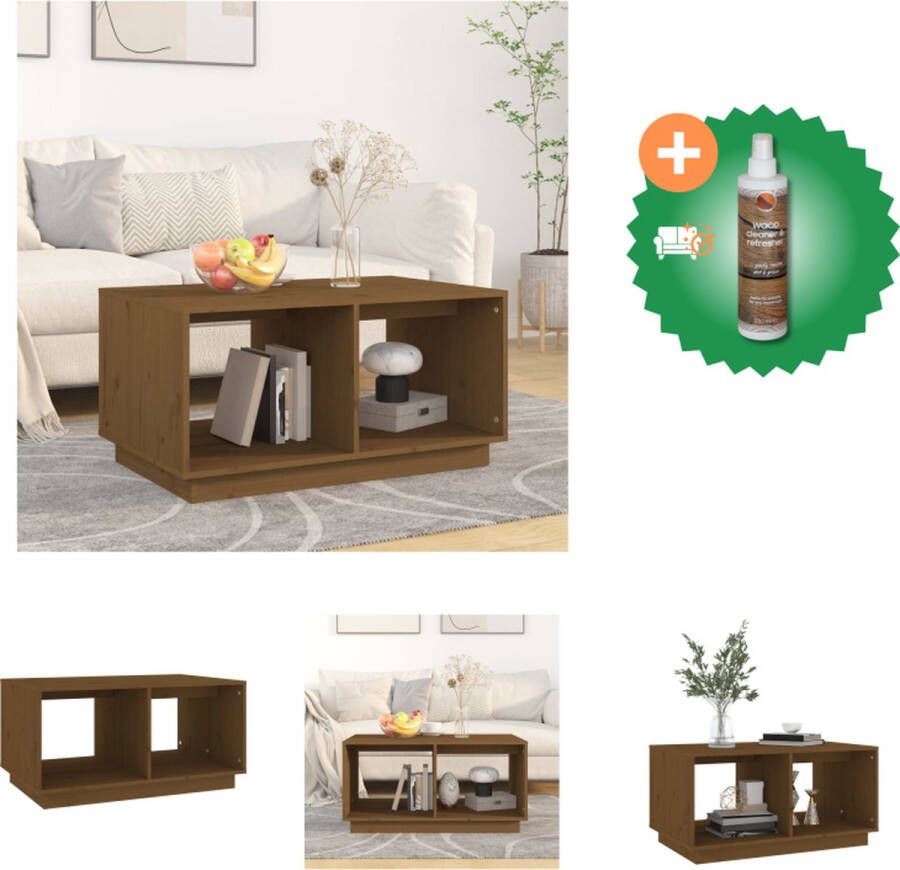 VidaXL Salontafel Massief Grenenhout 80 x 50 x 40 cm Honingbruin Tafel Inclusief Houtreiniger en verfrisser