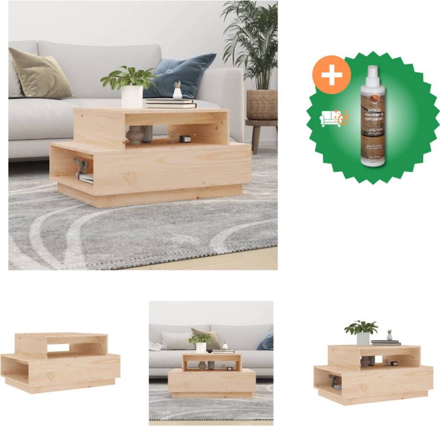 VidaXL Salontafel Massief grenenhout 80 x 55 x 40.5 cm Elegant Tafel Inclusief Houtreiniger en verfrisser