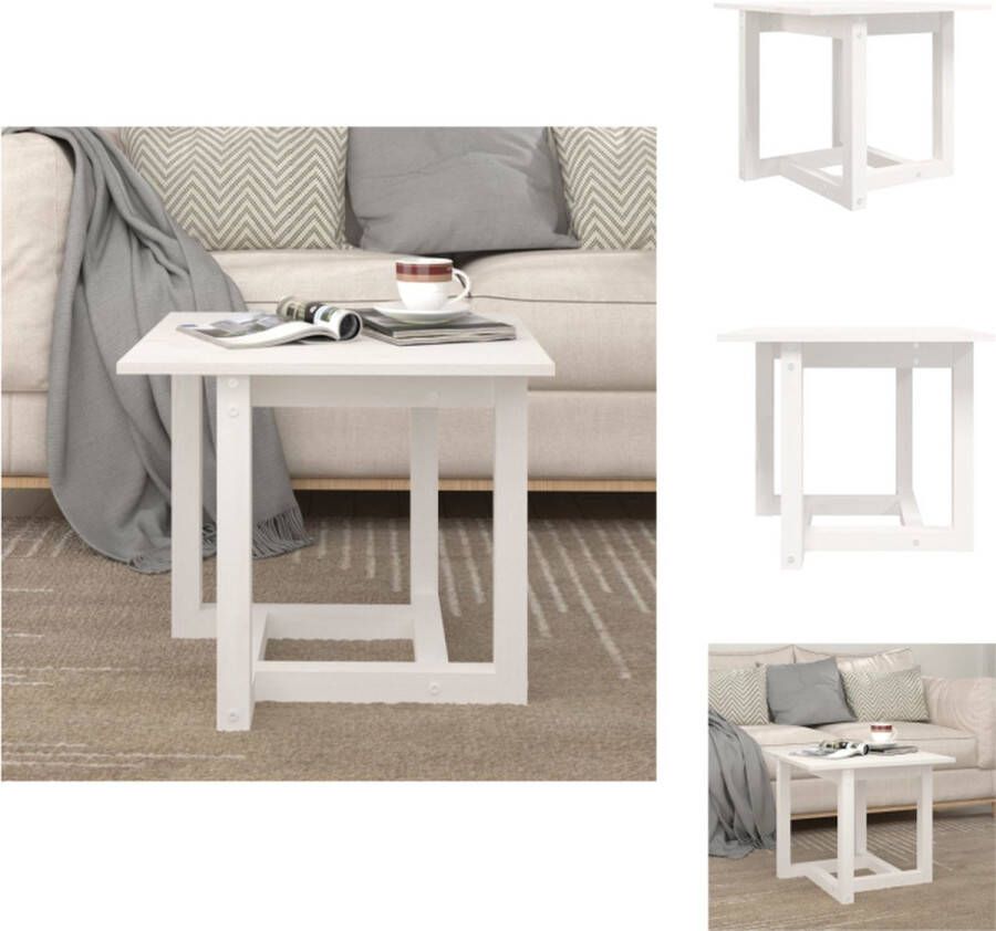 VidaXL Salontafel Salontafels Tafel Bijzettafel Salontafel 50x50x45 cm massief grenenhout wit - Foto 2