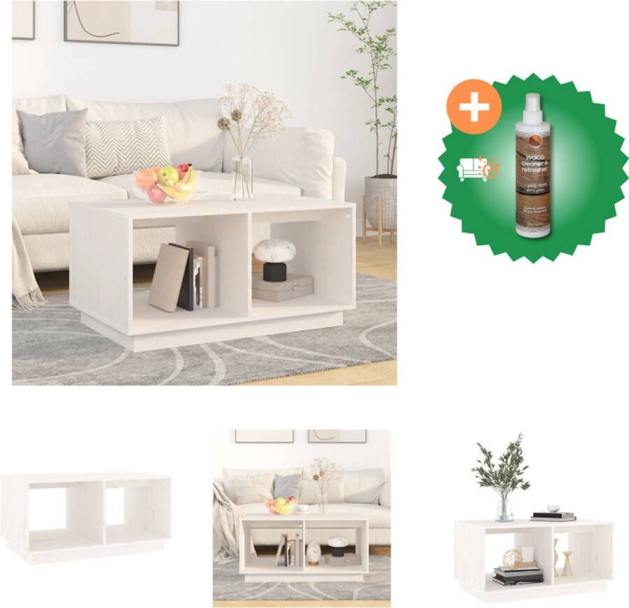 VidaXL Salontafel Grenenhout Wit 80 x 50 x 40 cm Minimalistisch design Tafel Inclusief Houtreiniger en verfrisser - Foto 3