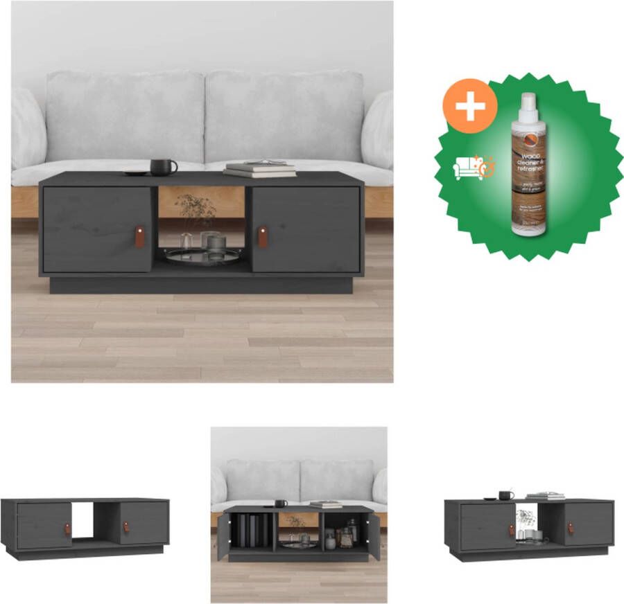 VidaXL Salontafel Grenenhout Lift-top Opbergruimte Stabiel frame Grijs 100x50x35cm Tafel Inclusief Houtreiniger en verfrisser - Foto 2