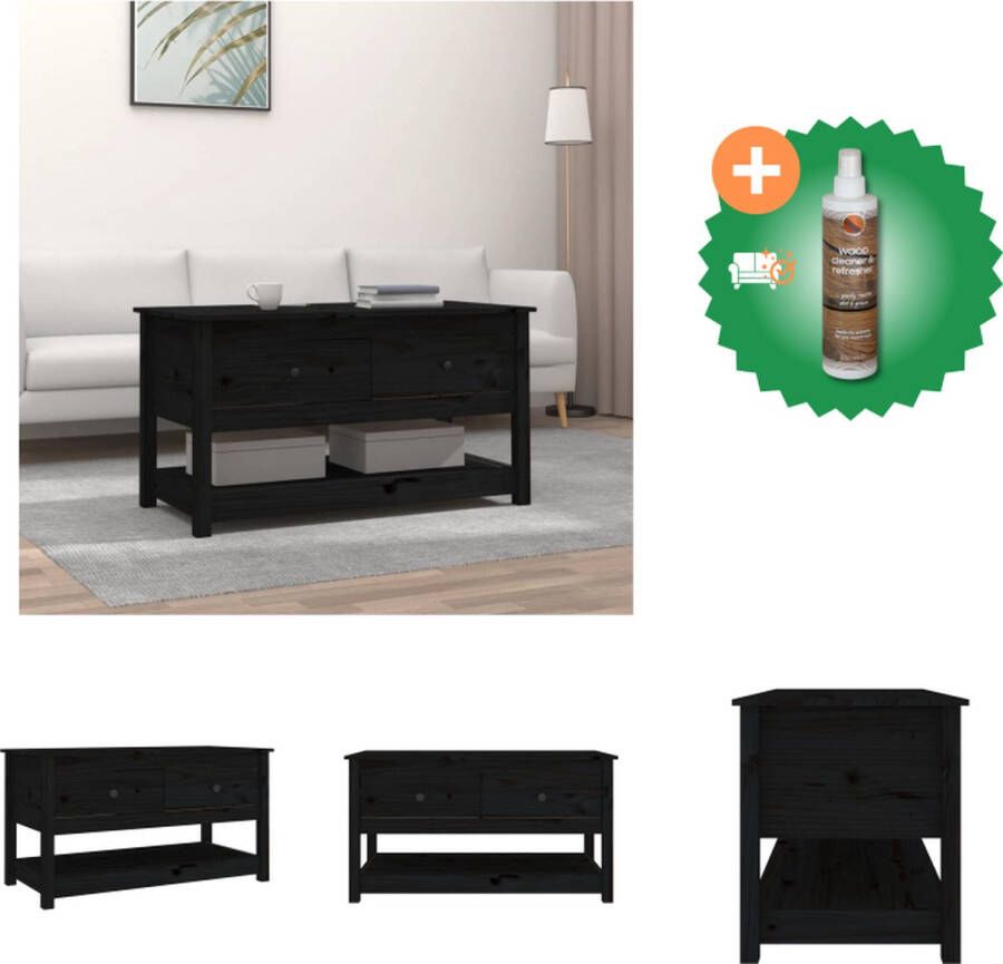 VidaXL Salontafel Massief Grenenhout Zwart 102 x 49 x 55 cm (B x D x H) Tafel Inclusief Houtreiniger en verfrisser