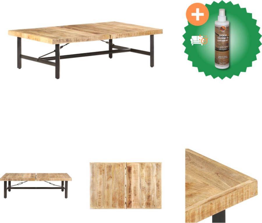 VidaXL Salontafel Massief Mangohout 142x90x42 cm Natuurlijke afwerking Tafel Inclusief Houtreiniger en verfrisser