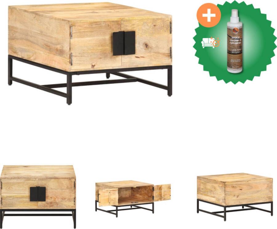 VidaXL Salontafel Massief Mangohout 67x67x45 cm Rustieke stijl Tafel Inclusief Houtreiniger en verfrisser