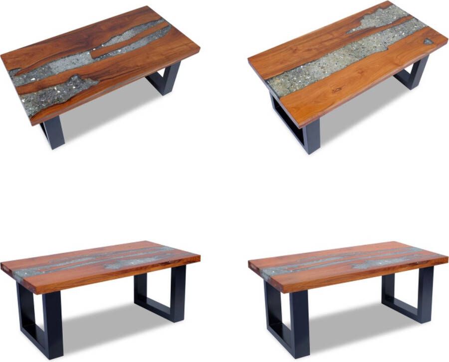 VidaXL Salontafel massief teakhout hars 100x50 cm Salontafel Salontafels Tafel Tafels - Foto 2