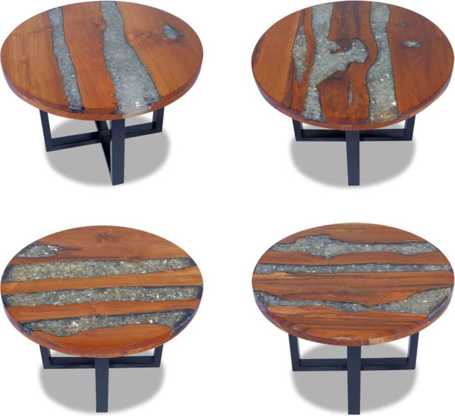 VidaXL Salontafel massief teakhout hars 60 cm Salontafel Salontafels Tafel Tafels