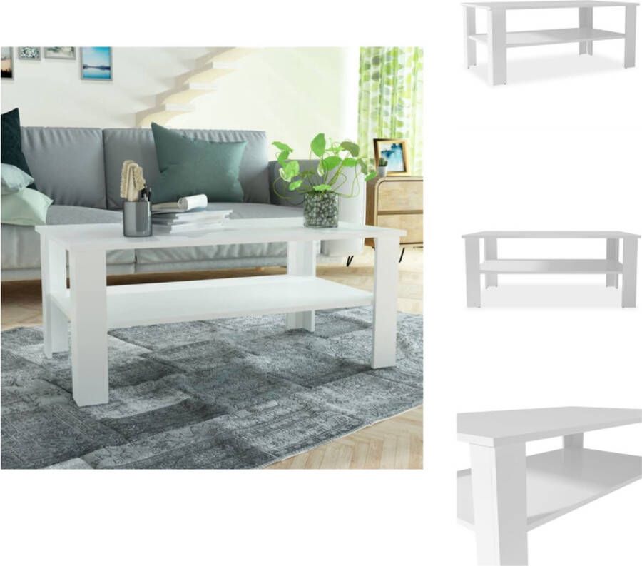 VidaXL Salontafel Salontafels Koffietafel Koffietafels Salontafel 100x59x42 cm bewerkt hout wit - Foto 2