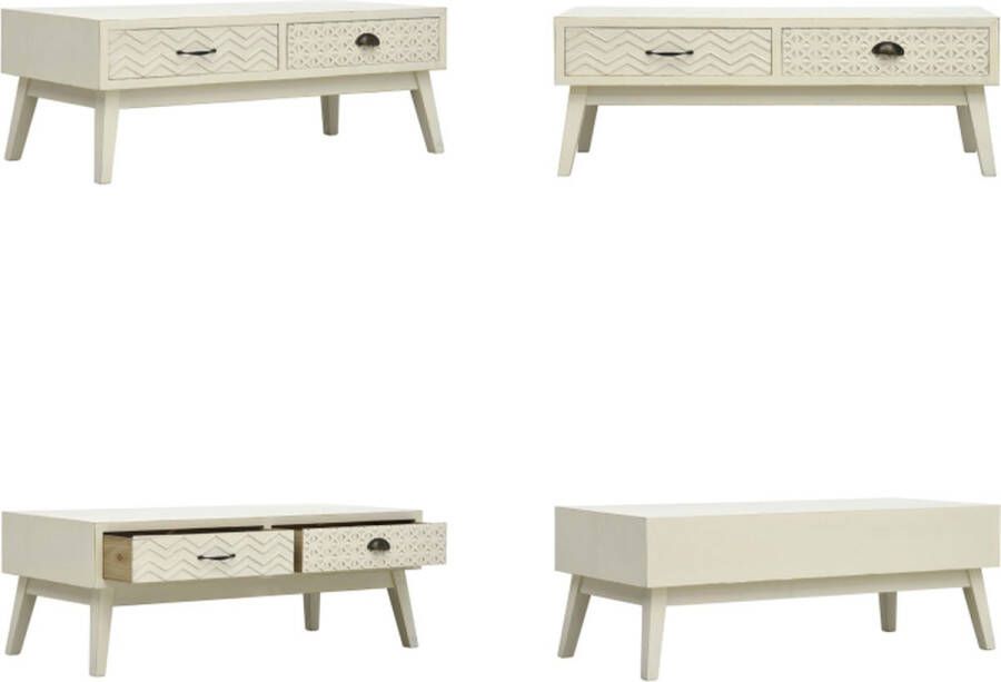 VidaXL Salontafel met 2 lades 110x50x40 cm bewerkt hout grijs Salontafel Salontafels Houten Salontafel Houten Salontafels