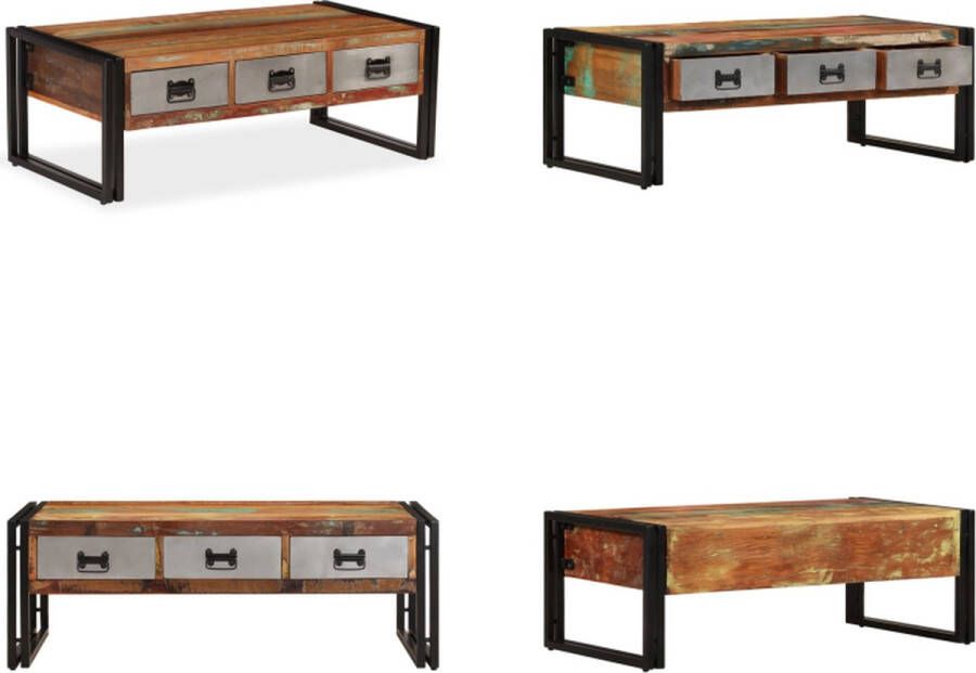 VidaXL Salontafel met 3 lades 100x50x35 cm massief gerecycled hout Salontafel Salontafels Tafel Tafels