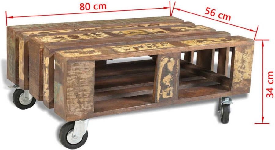 VidaXL -Salontafel-met-4-wielen-gerecycled-hout - Foto 2