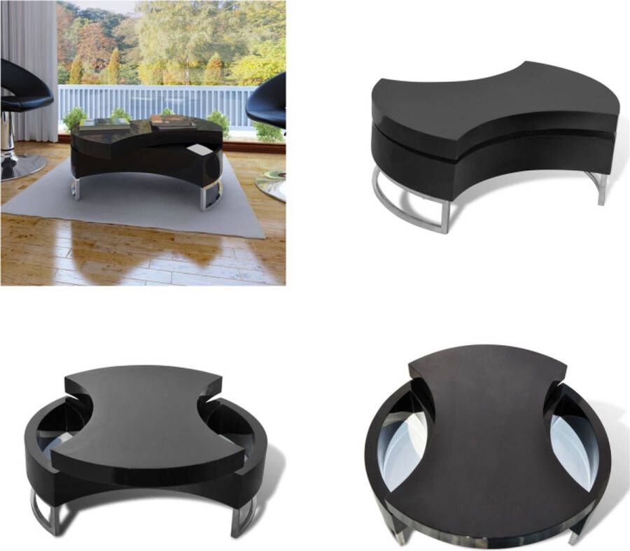 VidaXL Salontafel met aanpasbare vorm hoogglans zwart Salontafel Salontafels Salon Tafel Salon Tafels