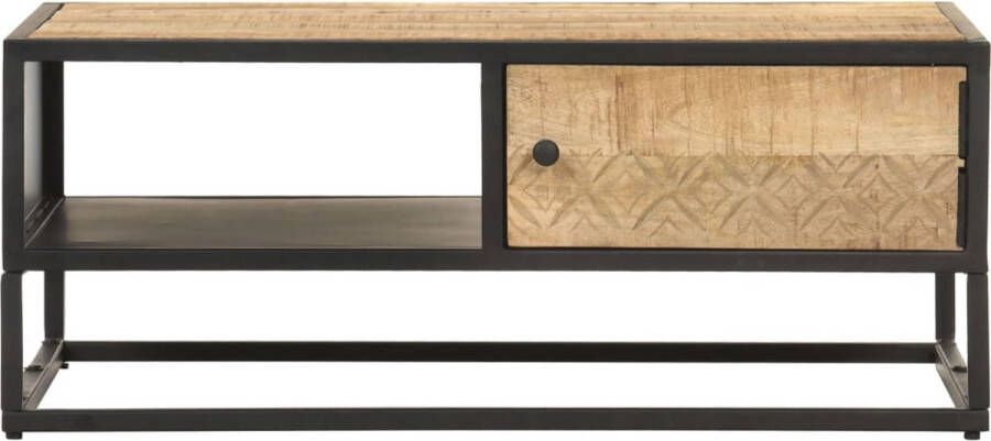 VidaXL -Salontafel-met-bewerkte-deur-90x55x36-cm-ruw-mangohout - Foto 3