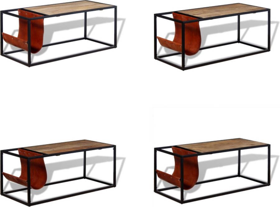 VidaXL -Salontafel-met-echt-lederen-tijdschriftenhouder-110x50x45-cm - Foto 2