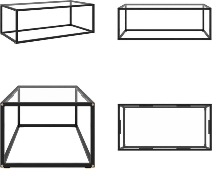 VidaXL Salontafel met gehard glas 100x50x35 cm zwart Salontafel Salontafels Koffietafel Koffietafels