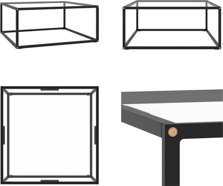 VidaXL Salontafel met gehard glas 80x80x35 cm zwart Salontafel Salontafels Koffietafel Koffietafels