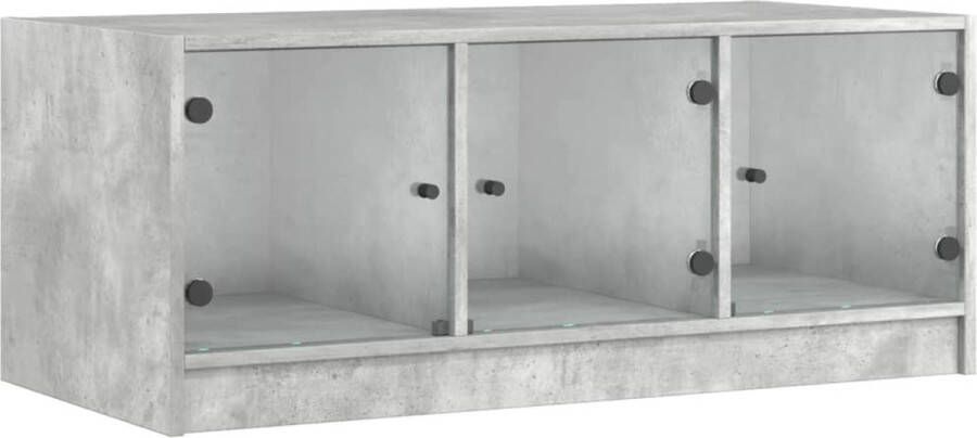 VidaXL -Salontafel-met-glazen-deuren-102x50x42-cm-betongrijs - Foto 4