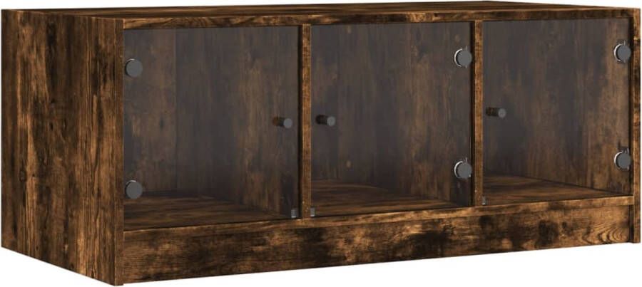 VidaXL Salontafel Gerookt Eiken Met Glazen Deuren Salontafel Salontafels Tafel Bijzettafel